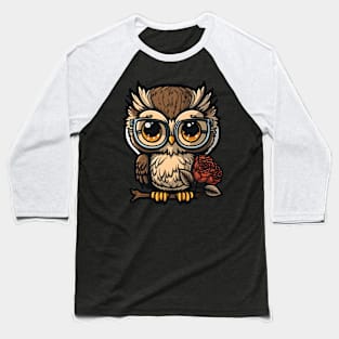 Owl with a Rose Baseball T-Shirt